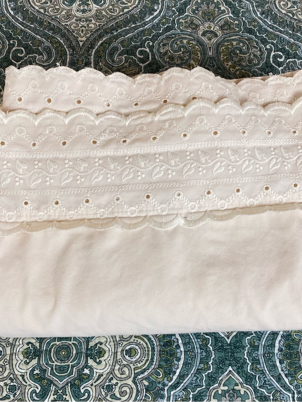 jcpenney White Eyelet Lace Hem Flat Sheet King Cream